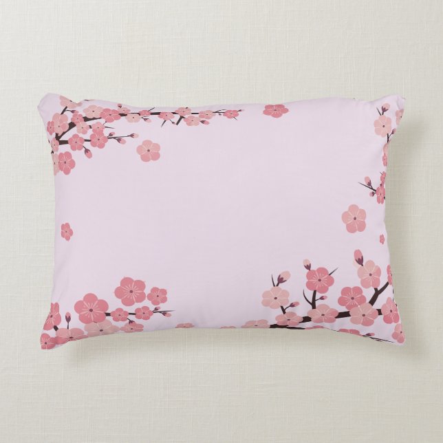 Bloomed sakura flowers accent pillow prydnadskudde (Framsidan)
