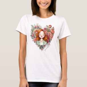 Bloomens hjärta - Kvinnlig framställning i Blommig T Shirt