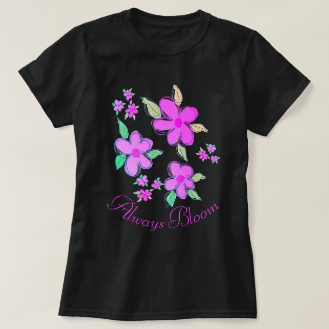 Bloomer i Bright Rosa med fokus på skalning T Shirt (Design framsida)