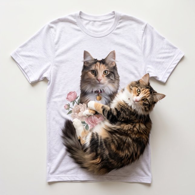 Bloomew Husdjursfoto Blommig Gouache T Shirt (Flat lay + oversized live pet)