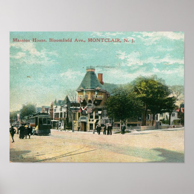 Bloomfield Ave., Montclair NJ 1908 Årgammal Poster (Framsidan)