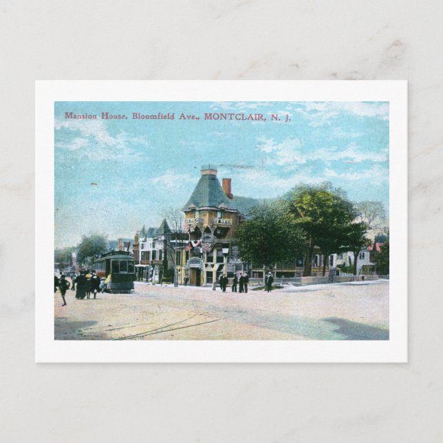 Bloomfield Ave., Montclair NJ 1908 Vintage Vykort (Framsida)