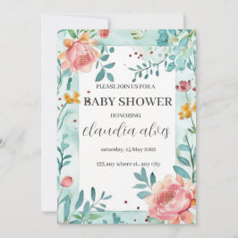 Bloomin' Baby Shower: Firande för Mamma Namn Inbjudningar