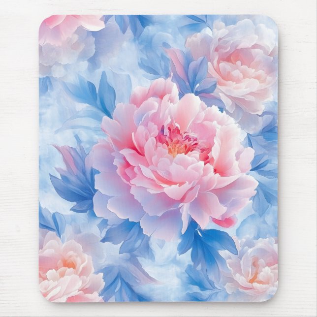 Blooming Abstrakt Watercolor Peony Musmatta (Framsidan)