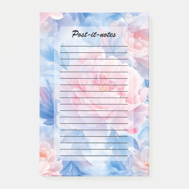 Blooming Abstrakt Watercolor Peony Post-it Block (Framsida)