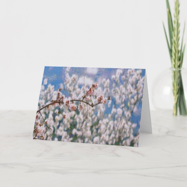 Blooming Almond Träd Pointillism Artwork Kort (Framsida)