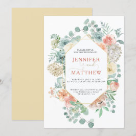 Blooming Apricot Geometric - Soft Guld - bakgrund Inbjudningar