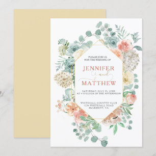 Blooming Apricot Geometric - Soft Guld - bakgrund Inbjudningar