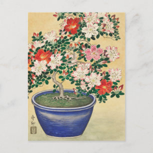 Blooming Azalea in Blue Pot by Ohara Koson Vykort