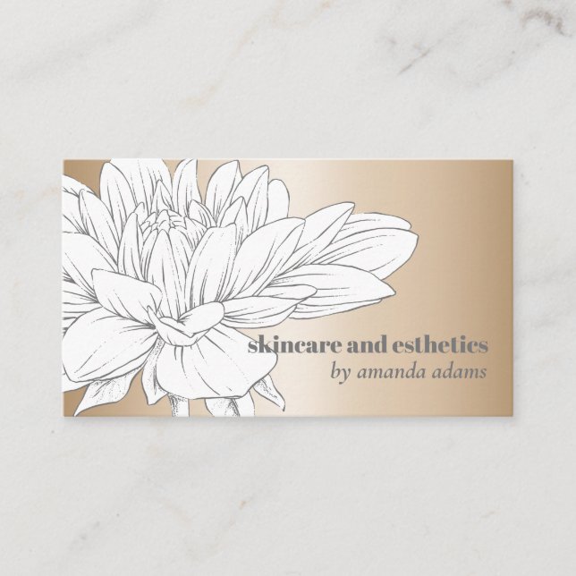Blooming Beauty | Guld Flower Skincare esthetiker Visitkort (Framsida)