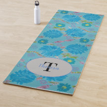 Blooming Bluebells Blommigt Monogram Yoga Mat