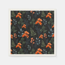 Blooming Botanicals Orange Blommigt Grönt Gren