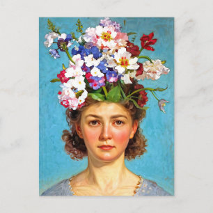 "Blooming Bouffant" Anna - Art & Blommigt Society Vykort
