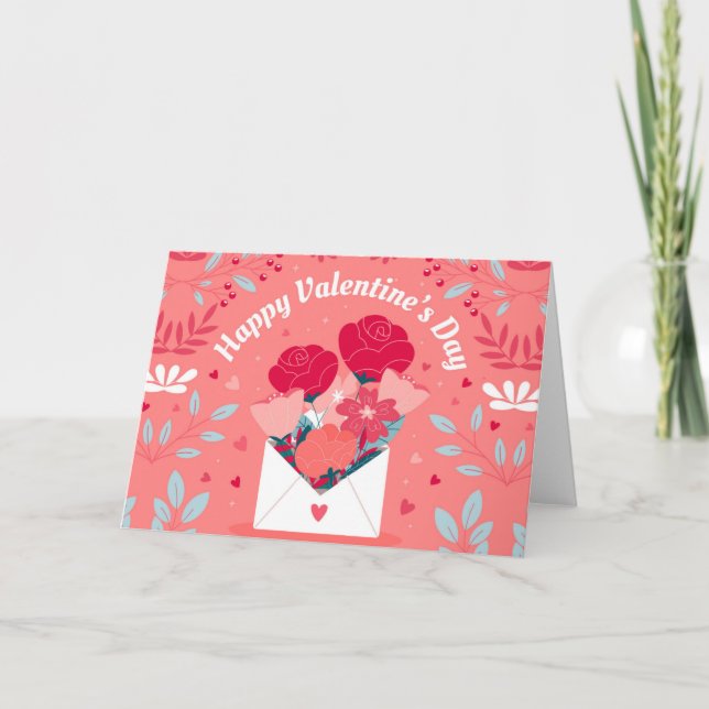 Blooming bouquet Valentine Tack Kort (Framsida)
