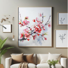 Blooming Cherry Gren Fototryck