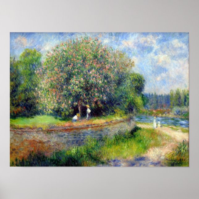 Blooming Chestnut Träd Pierre Auguste Renoir S. Poster (Framsidan)
