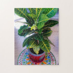 Blooming Croton på Mosaic Bord Puzzle Pussel