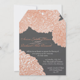 Blooming Dahlia Peach Coral Bröllop Inbjudningar