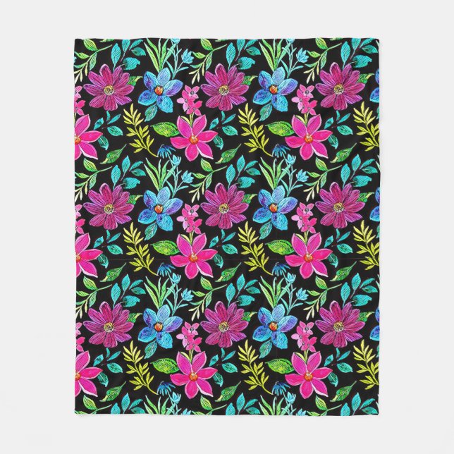 Blooming flower garden chic floral foliage fleecefilt (Framsidan)