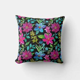 Blooming flower garden chic floral foliage kudde