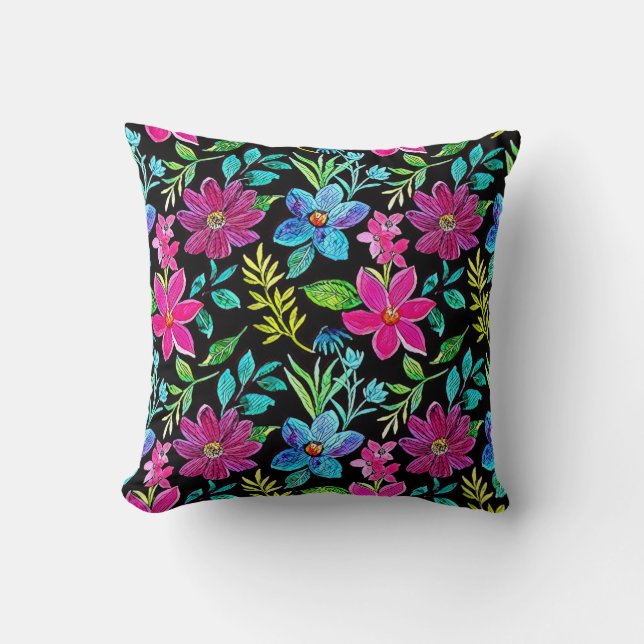 Blooming flower garden chic floral foliage kudde (Framsida)