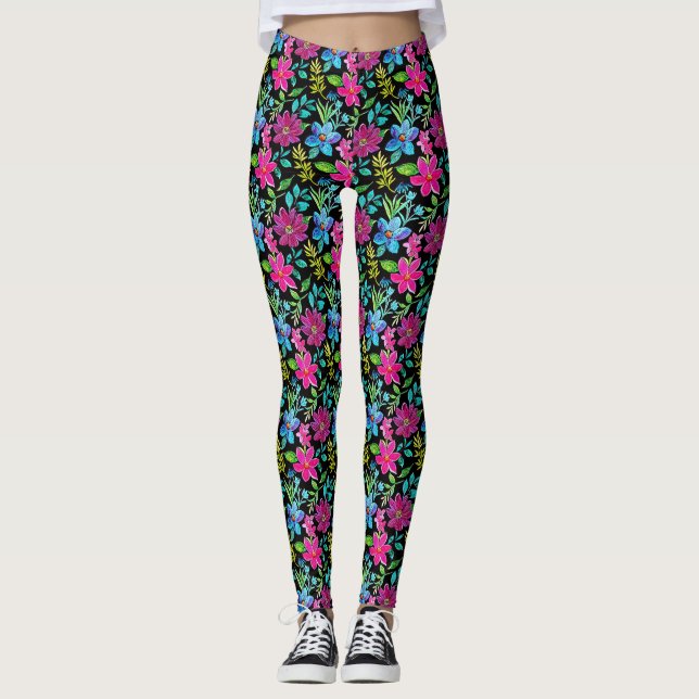 Blooming flower garden chic floral foliage leggings (Framsida)