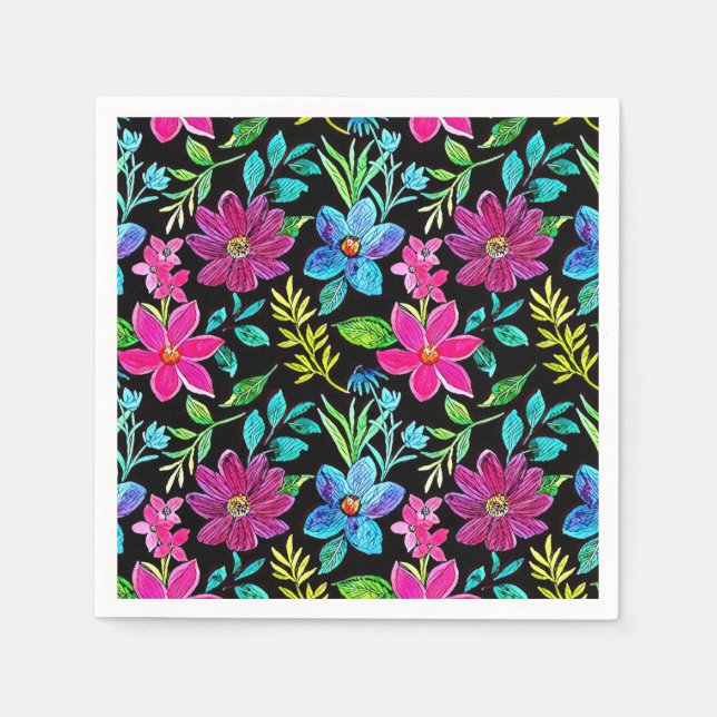 Blooming flower garden chic floral foliage pappersservett (Framsidan)