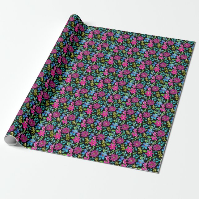 Blooming flower garden chic floral foliage presentpapper (Utrullad)