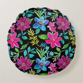 Blooming flower garden chic floral foliage  rund kudde