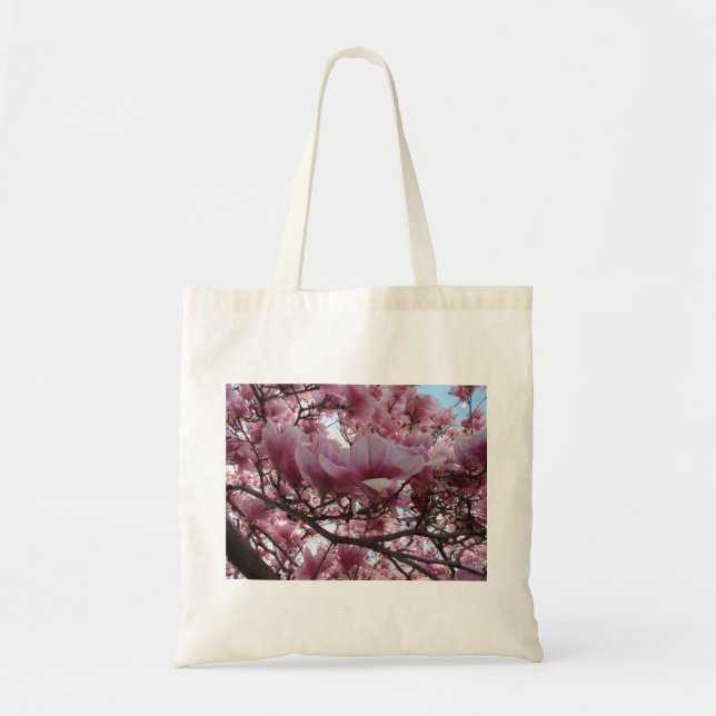 Blooming Fuchsia Magnolia Tote Bag Tygkasse (Framsidan)