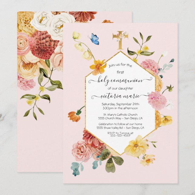 Blooming Garden Blommigt Light & Airy 1:a samtalet Inbjudningar (Fram/baksida)