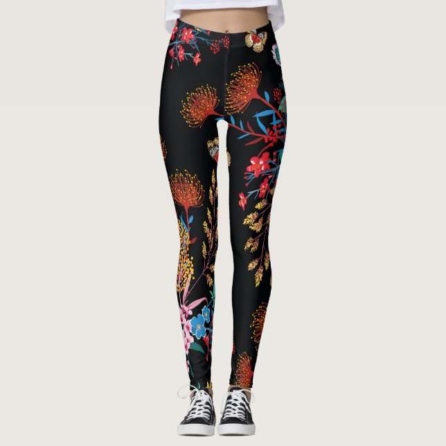 Blooming Garden Butterflies Liberty Stil Leggings (Framsida)