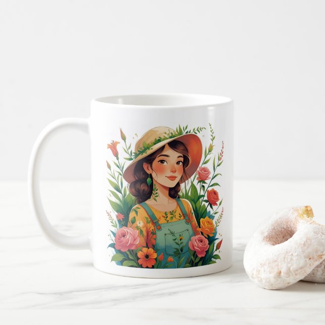 Blooming Gardener - Lady Gardener with Flowers Kaffemugg (Med munk)