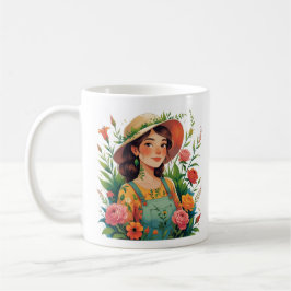 Blooming Gardener - Lady Gardener with Flowers Kaffemugg