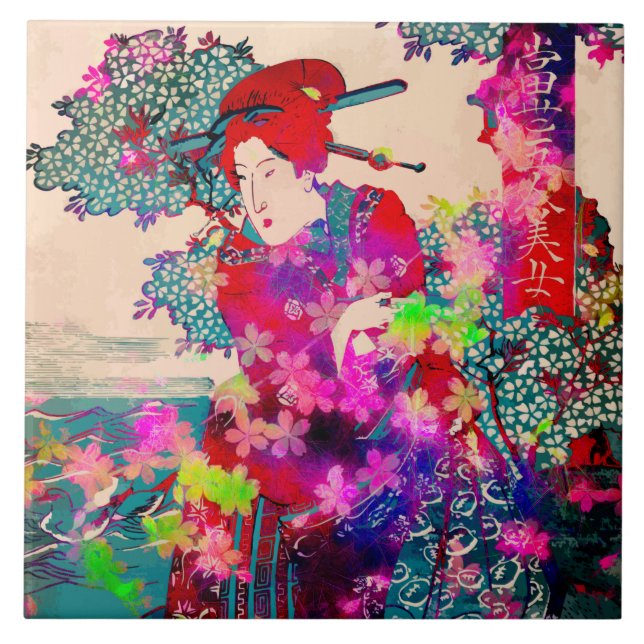 Blooming geisha Ceramic Tile Kakelplatta (Framsidan)