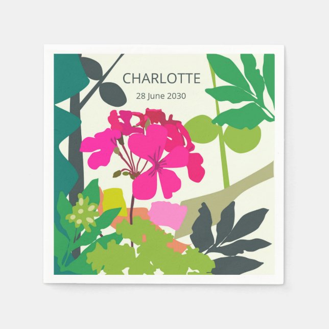 Blooming Geraniums Florist Garden Party Pappersservett (Framsidan)
