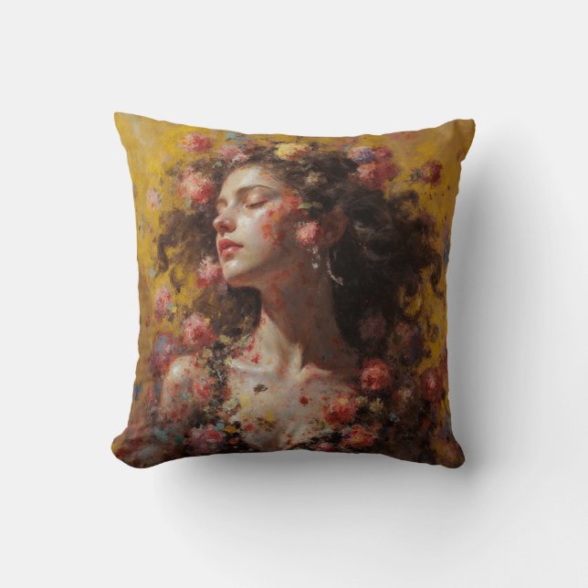 Blooming Goddess Floral Art Throw Pillow Kudde (Framsida)