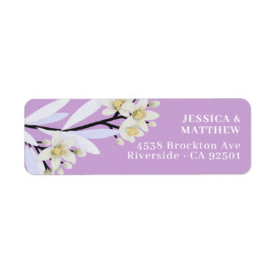 Blooming Gren Blommigt Tangerine Flowers Lilac Returadress Etikett