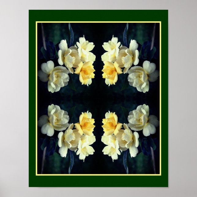 Blooming Gul ros Spegel Abstrakt Poster (Framsidan)