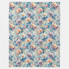 Blooming Harmony: En symfoni av vattenfärgade blom Fleecefilt
