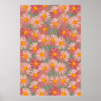 Blooming Harmony - Retro Daisy Mönster Poster