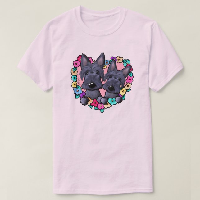 Blooming Heart Scotties T Shirt (Design framsida)