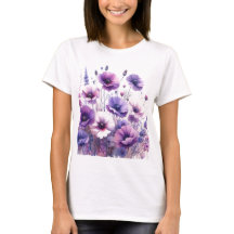 Blooming Hibiscus Lila Blommigt T-Shirt