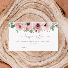 Blooming in Love Diaper Raffle Pink Baby Shower Tilläggskort
