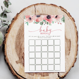 Blooming in Love Pink Baby Shower Baby Bingo Game Rådkort