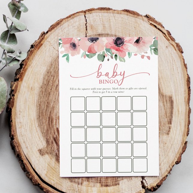 Blooming in Love Pink Baby Shower Baby Bingo Game Rådkort (Skapare uppladdad)