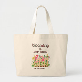 BLOOMING IN NJ, FLORAL GARDEN CANVAS TOTE JUMBO TYGKASSE