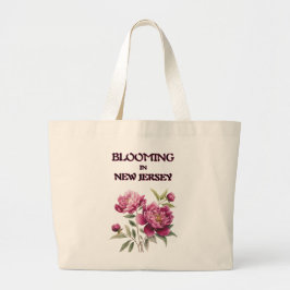 BLOOMING IN NJ, PURPLE PEONIES FLORAL TOTE BAG JUMBO TYGKASSE