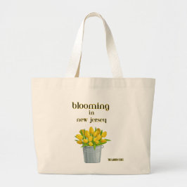 BLOOMING IN NJ ,YELLOW TULIPS FLORAL TOTE BAG JUMBO TYGKASSE