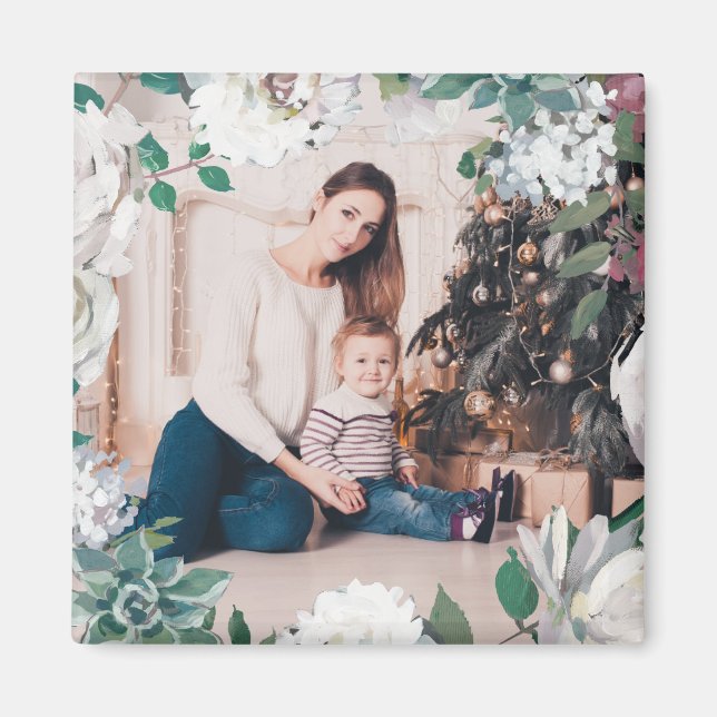 Blooming Joy Blommigt jul Photo Magnet (Framsidan)